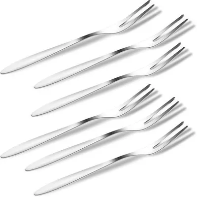 Zdjęcie produktu dla Ibenzoa® Małe widelczyki do deserów i koktajli, wykonane ze stali nierdzewnej, zestaw 8 sztuk, 12,7 cm, polerowane, idealne do deserów, ciast i przekąsek