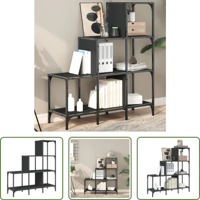 Produktbild von The Living Store Bücherregal Schwarz 92x30x102 cm Holzwerkstoff und Metall