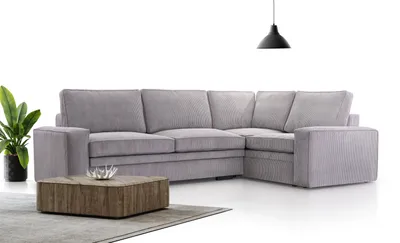 Produktbild von AX LIVING Cord Schlafsofa Ecksofa grau Treville mit Schlaffunktion R