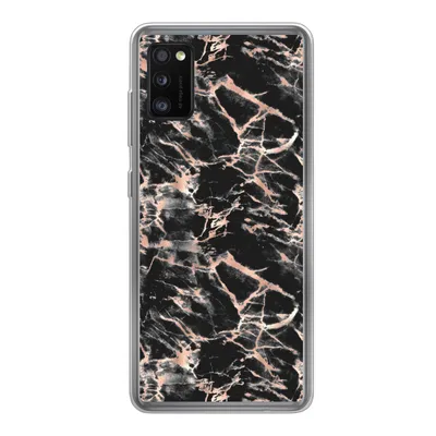 Produktbild von MuchoWow® Handyhülle Schutzhülle Hülle für Samsung Galaxy A41 Roségold - Marmor - Muster - Schwarz Silikon Softcase Handy Hülle - Mobiltelefon