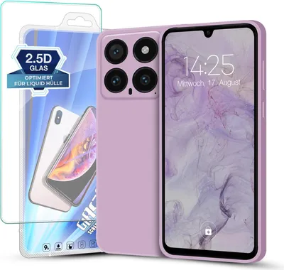 Produktbild von Hülle für Xiaomi 14 mit 9H Displayglas Displayschutz Plus Case Cover Bumper Silikon Softgrip Schutzhülle Farbe: Lila