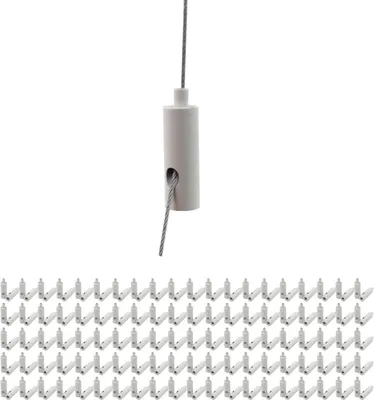 Produktbild von 100x Drahtseilhalter / Gripper 15, M4 Innengewinde, für Drahtseil Ø 1,0 - 1,5 mm | weiß