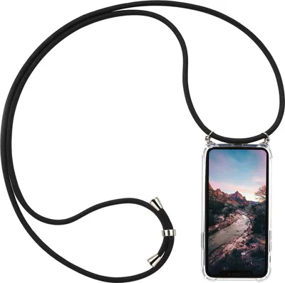 Immagine prodotto di Catena portacellulare nera + Custodia per Apple iPhone 11 Pro Cover protettiva con cinghia di trasporto Custodia con cavo da appendere al collo