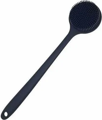 Obrázek produktu pro Silikonová kartáč na záda s dlouhou rukojetí, měkký, bez BPA, hypoalergenní sprchový kartáč (černý)