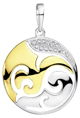 Produktbild von MATERIA Damen Anhänger Silber 925 Gold - runder Kettenanhänger Ornamente mit Goldkette bicolor vergoldet in Etui