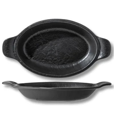Image de Plat à gratin ovale Wilmax SlateStone noir 28 x 16 cm 500 ml en porcelaine WL-661146/A