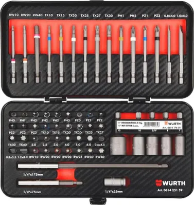 Produktbild von Würth Zebra 1/4 Zoll Bit-Sortiment Bitbox-Satz Bitset 59 Teile in praktischer Metallkassette 061425159