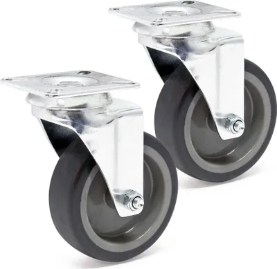 Immagine prodotto di Set di ruote girevoli Wiltec 2x ruote per trasporto non frenate Ø75mm fino a 75 kg per ruota con ruota in plastica e piastra di montaggio, funzionamento silenzioso, ruote per trasporto ruote per mobili ruote per mobili