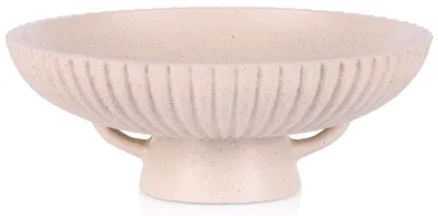 Dekoschale auf Fuß, beige, 27,4 cm, Kunstharz, mit Griffen