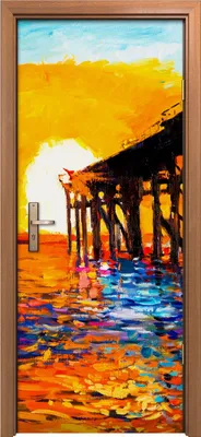 Produktbild von Türposter 80x200 cm Türaufkleber Türtapete Türfolie Klebefolie Brücke Sonnenuntergang Sonne Himmel