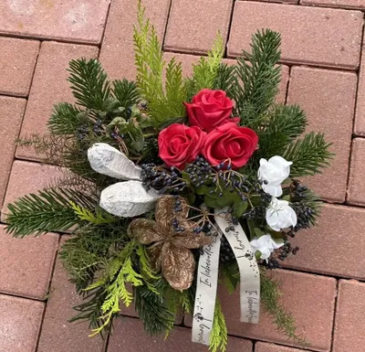 Produktbild von Grabgesteck Frisch in Zinktopf Totensonntag Allerheiligen Grabschmuck 40x35cm