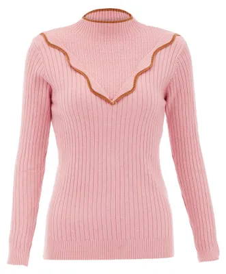 Image de Pull en tricot pour femmes AODA - rose, taille XS/S