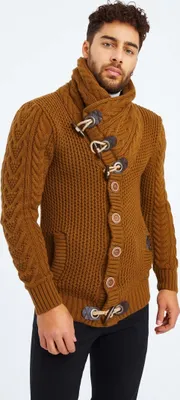 Produktbild von Leif Nelson Schalkragen Herren Strickjacke Schalkragen LN-4195, Camel / XXXXL