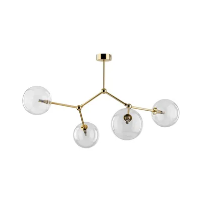 Produktbild von Deckenleuchte Metall Glas in Gold G9 4-flammig Kugelschirm Modern