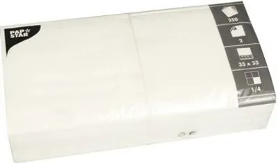 Produktbild von Servietten, 2-lagig 1/4-Falz 33 cm x 33 cm weiss