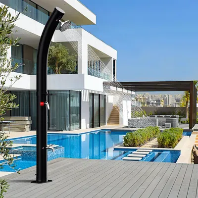Immagine prodotto di Doccia solare Izrielar 20L curva con portasapone integrato – Pratica doccia da giardino per esterni