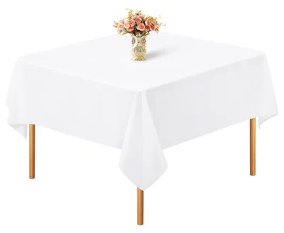 Produktbild von Tischdecke Quadratisch 132 x 132 cm Weiß Polyester Knitterfrei Waschbar für Party Hochzeit Bankett