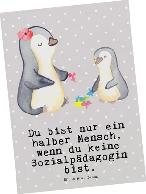 Produktbild von Mr. & Mrs. Panda Postkarte Sozialpädagogin Herz - Grau Pastell - Geschenk, spruchkarte, bildkarte, Ansichtskarten, Postkarten, Ansichtskarte