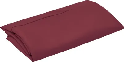 A folded maroon fabric, likely a sheet or awning, is shown against a white background.