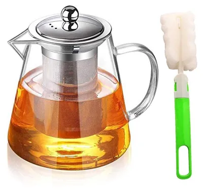Theepot 1300 ml, Borosilikatglas, mit Sieb, rund, spülmaschinengeeignet