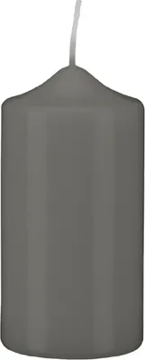 Produktbild von Stumpen Kerzen Grau Grey 15 x Ø 5 cm, 12 Stück getauchte Stumpenkerzen mit Spitzkopf in RAL Qualität