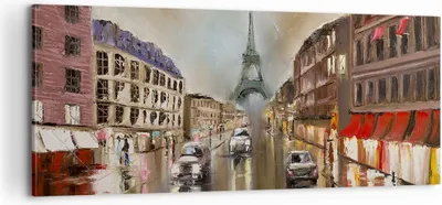 Produktbild von Bild auf Leinwand - Leinwandbild - Paris Turm Straße - 100x40cm - Wand Bild - Wanddeko - Wandbilder - Leinwanddruck - Bilder - Kunstdruck - Wanddekoration - Leinwand bilder - Wandkunst - AB100x40-3431
