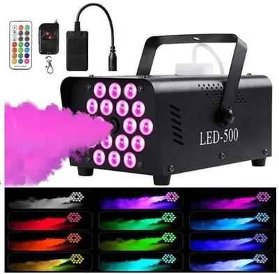 Image de Machine à effets de brouillard - Effet scénique - 500 W - 18 LED - RGB - Télécommande sans fil - 220 V