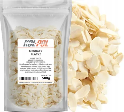 Zdjęcie produktu dla PŁATKI MIGDAŁOWE 500g Migdały cięte naturalne w płatkach jakość Kol-Pol