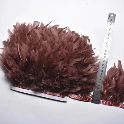 Obrázek produktu pro Prýmek z krůtího peří 12-15 cm, hnědý / 1 m
