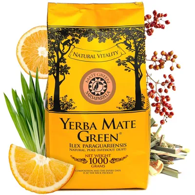 Produktbild von Yerba Mate Green 'Sarsaparilla' Brasilianischer Mate-Tee 1kg - Süß und Erfrischend Mate Tee  mit Orangenschalen, Zitronengras, Sarsaparillawurzel