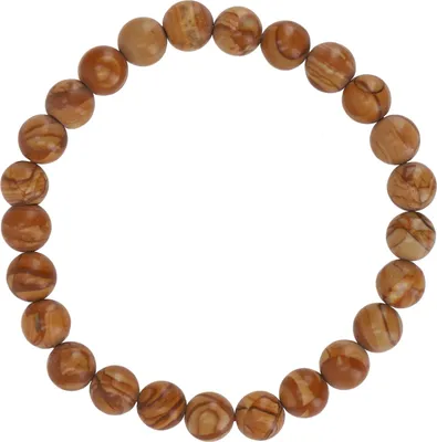 Produktbild von Mala Armband, Handmala, Buddhistischer Schmuck, Perlenarmband 6 mm - Wood Jaspis, Braun, Halbedelstein, Armreifen & Armbänder Modeschmuck
