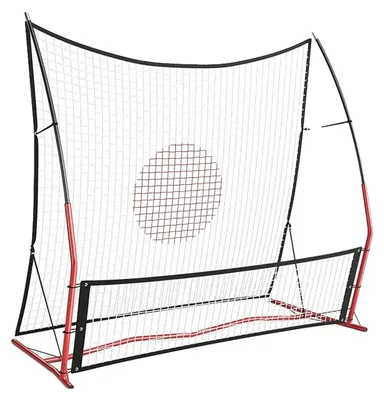 Productafbeelding van Voetbalterugkaatsnet, 1,80 m x 1,20 m, Duurzame polyesternetten, Terugkaatsfunctie aan beide zijden, Stalen frame met poedercoating, Gewicht: ongeveer 4,5 kg