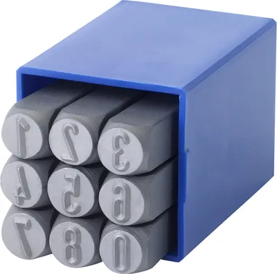Produktbild von Dönges Handschlagstempelsatz rund, 9-teilig, Zahlen 0-9, Schrifthöhe 10 mm