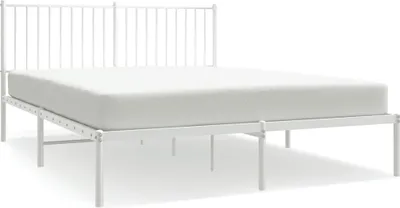 Zdjęcie produktu dla Metalowa Rama Łóżka Z Wezgłowiem, Biała, 160X200 Cm Lumarko!