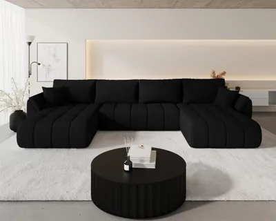 Productafbeelding van Bank met slaapfunctie, type MISATO, gestoffeerd met stof, kleur: zwart