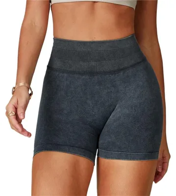 Imagen del producto de Pantalones cortos deportivos para mujer - Cintura alta - Color negro