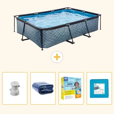 Zdjęcie produktu dla Basen zewnętrzny prostokątny - imitacja kamienia - 300x200x65 cm - 5-elementowy - SCB67