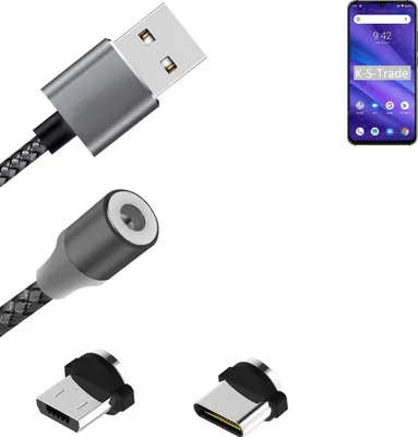 Produktbild von K-S-Trade Hochwertiges Magnet-Lade-kabel Sync-Kabel Daten-Kabel für UMIDIGI A5 Pro mit USB-Typ-C-Anschluss und Micro-USB-Anschluss 2A bis zu 480mbps