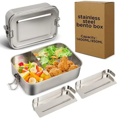 Produktbild von Edelstahl-Lunchbox 1400ml, lekvrij, verstellt, für Reise, Arbeit, Picknick