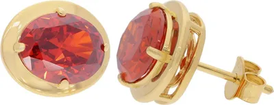 trendor 28808-16 Damen-Ohrstecker 925 Silber Vergoldet Synth. Padparadscha 1