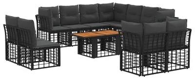 Produktbild von vidaXL Gartensofa-set 12 stk. Schwarz und Dunkelgrau Poly-Rattan