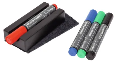 Image de SIGEL BA151 Board-Eraser + 4 marqueurs de tableau noir, rouge, vert, bleu