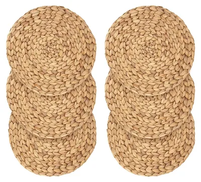 Obrázok produktu pre Sada 6 okrúhlych podložiek z vodnej hyacintu - 30 cm