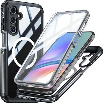 Produktbild von Handyhülle für Samsung Galaxy A16 Kompatibel mit Magsafe, 360 Grad Ganzkörper Schutzhülle Transparent Rückseite mit integriertem Displayschutz Schwarz
