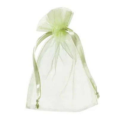 Produktbild von Organza Beutel Set, 12 Stück, hellgrün, 12,5 x 17 cm, für Geschenke und Schmuck