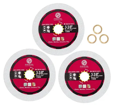 Image de Disque de coupe diamanté de 85 mm pour verre et pierre, lot de 3