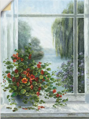Produktbild von ARTland Wandbild, selbstklebend Kapuzinerkresse am Fenster Größe: 30x40 cm