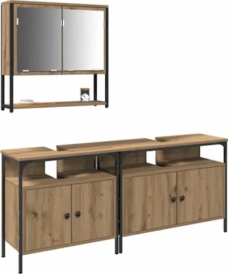 Zdjęcie produktu dla Zestaw mebli łazienkowych 3 szt. Brązowy 80 x 30 x 60 cm