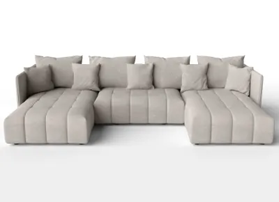 Produktbild von AX LIVING Beige Sofa U Form mit Schlaffunktion Veliro U, 353 cm breit