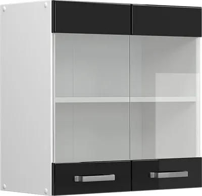 Produktbild von Küchenglasschrank Vicco R-Line Schwarz Hochglanz 60 cm, Model 41166